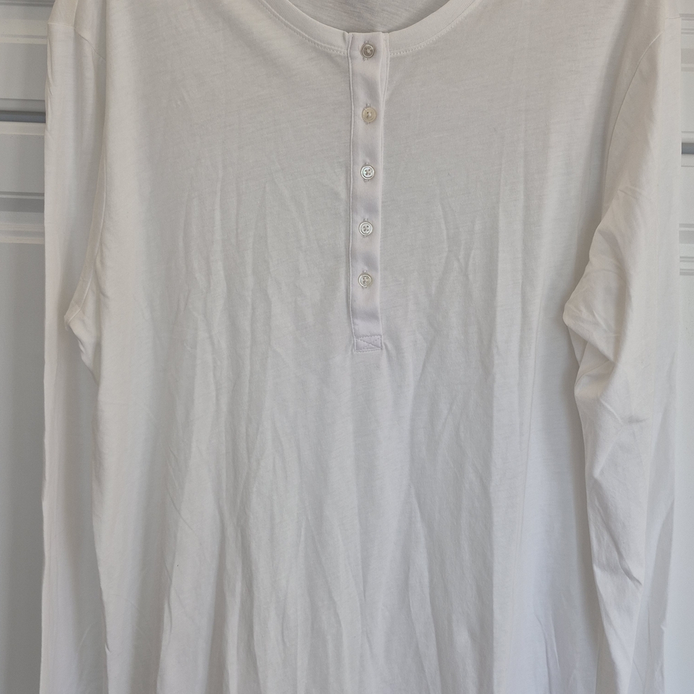 Adam Lippes White Buttoned Henley
